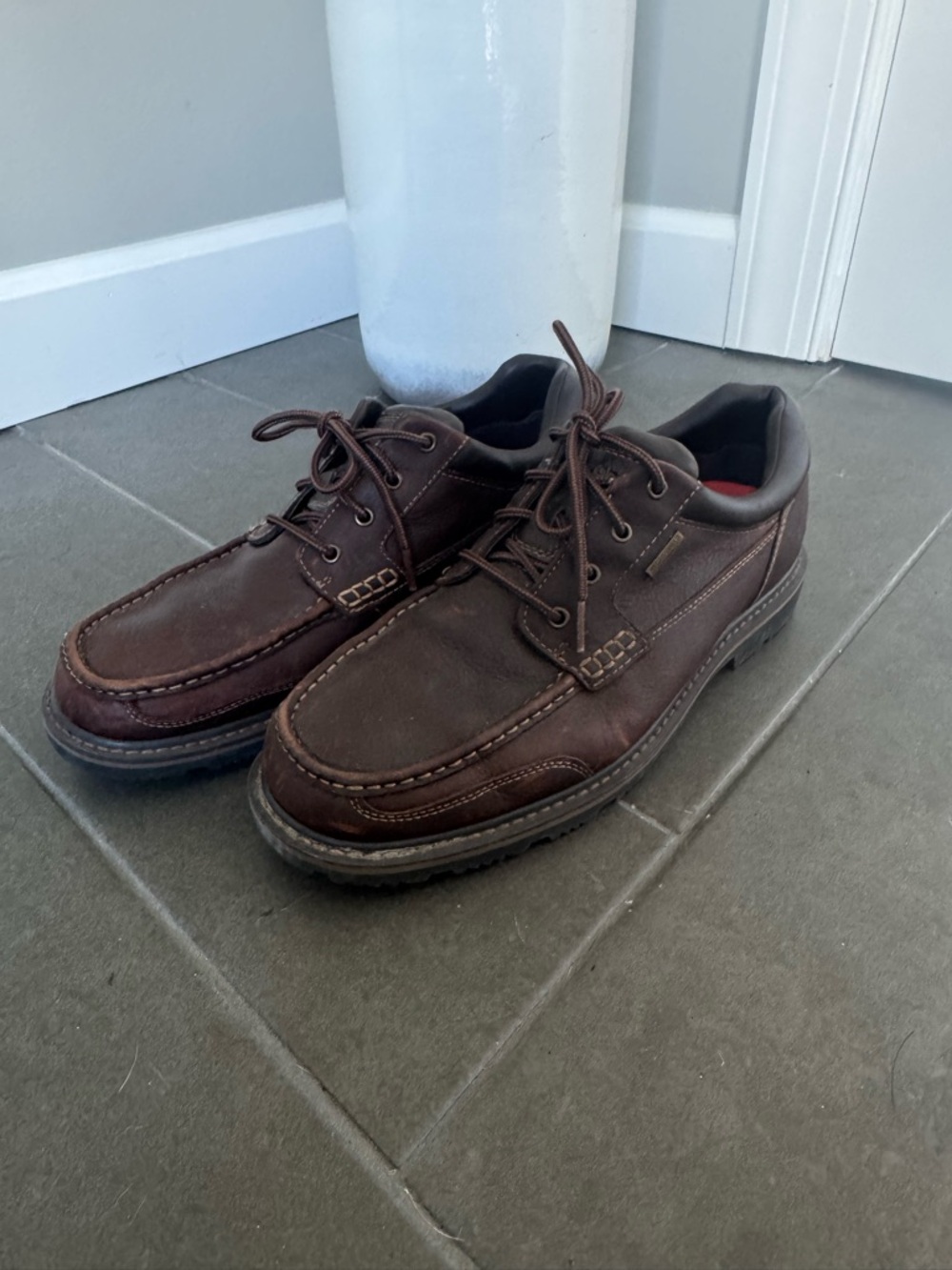 Rockport A13050 Men’s Brown Leather Moc Toe Walking Shoes Size 10 Adiprene